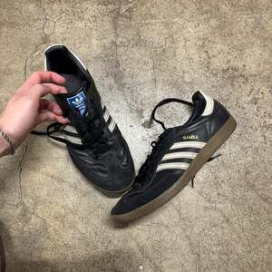 Adidas Samba Retro Black Leather Sneakers, Gum Sole, Men's Size 12